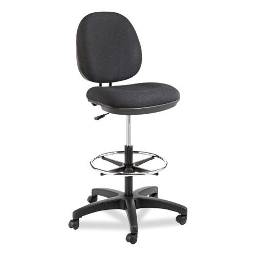 Alera Interval Series Swivel Task Stool, Supports Up to 275 lb, 23.93" to 34.53" Seat Height, Black Fabric. Picture 1