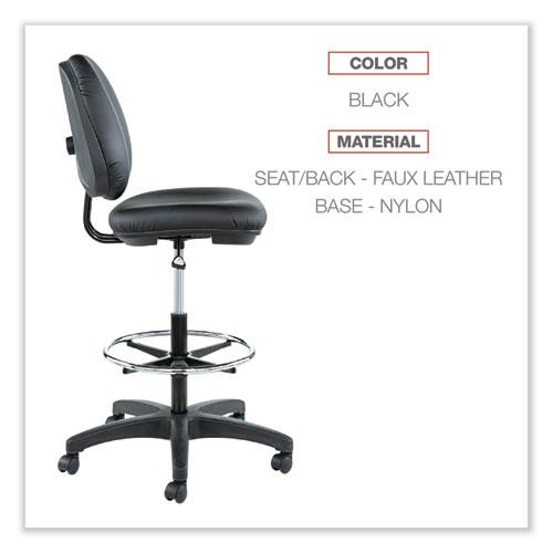 Alera Interval Series Swivel Task Stool, Supports Up to 275 lb, 23.93" to 34.53" Seat Height, Black Faux Leather. Picture 3