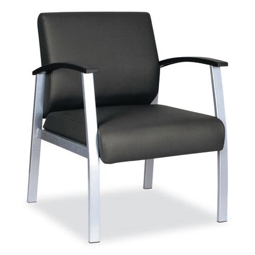 Alera metaLounge Series Mid-Back Guest Chair, 24.6" x 26.96" x 33.46", Black Seat, Black Back, Silver Base. Picture 1