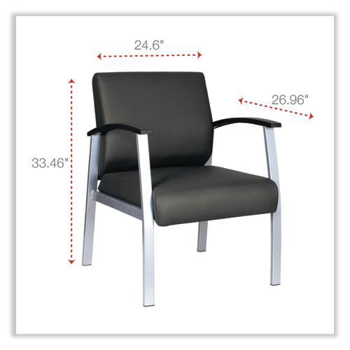 Alera metaLounge Series Mid-Back Guest Chair, 24.6" x 26.96" x 33.46", Black Seat, Black Back, Silver Base. Picture 2