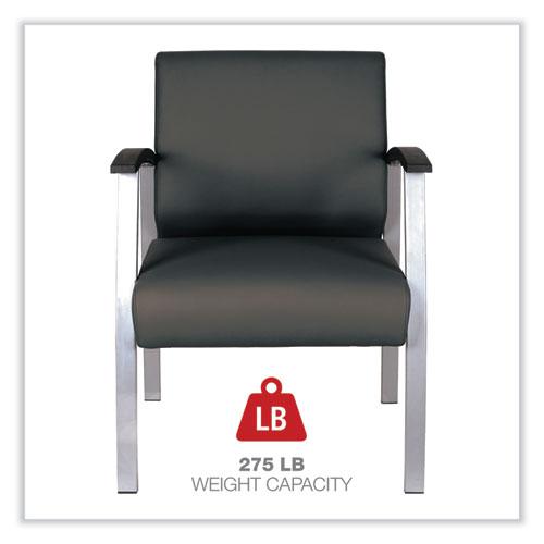 Alera metaLounge Series Mid-Back Guest Chair, 24.6" x 26.96" x 33.46", Black Seat, Black Back, Silver Base. Picture 4