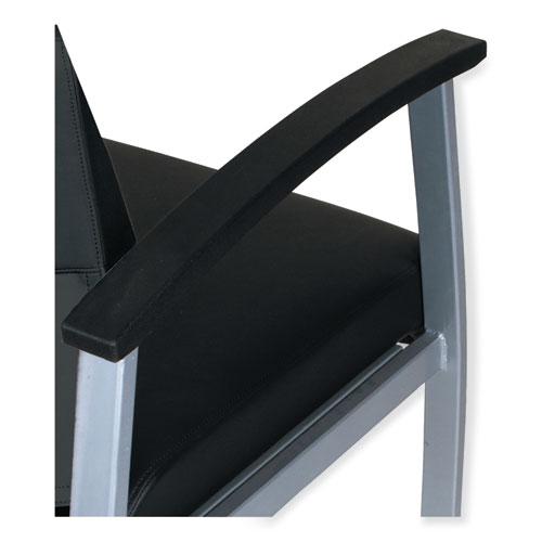 Alera metaLounge Series Mid-Back Guest Chair, 24.6" x 26.96" x 33.46", Black Seat, Black Back, Silver Base. Picture 7