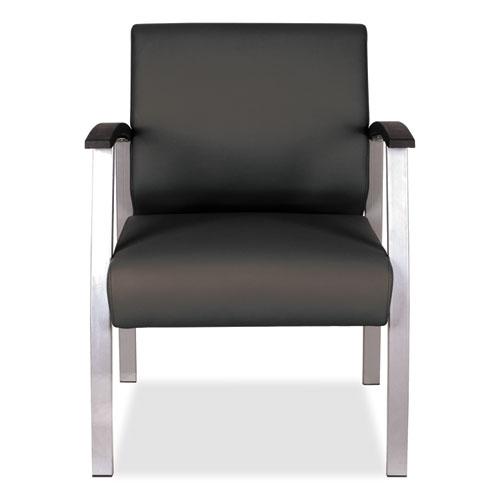 Alera metaLounge Series Mid-Back Guest Chair, 24.6" x 26.96" x 33.46", Black Seat, Black Back, Silver Base. Picture 8