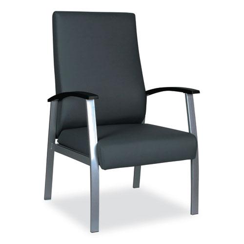 Alera metaLounge Series High-Back Guest Chair, 24.6" x 26.96" x 42.91", Black Seat, Black Back, Silver Base. Picture 1