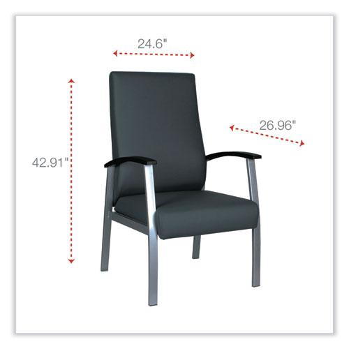 Alera metaLounge Series High-Back Guest Chair, 24.6" x 26.96" x 42.91", Black Seat, Black Back, Silver Base. Picture 2