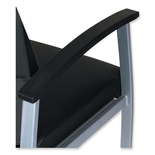 Alera metaLounge Series High-Back Guest Chair, 24.6" x 26.96" x 42.91", Black Seat, Black Back, Silver Base. Picture 7