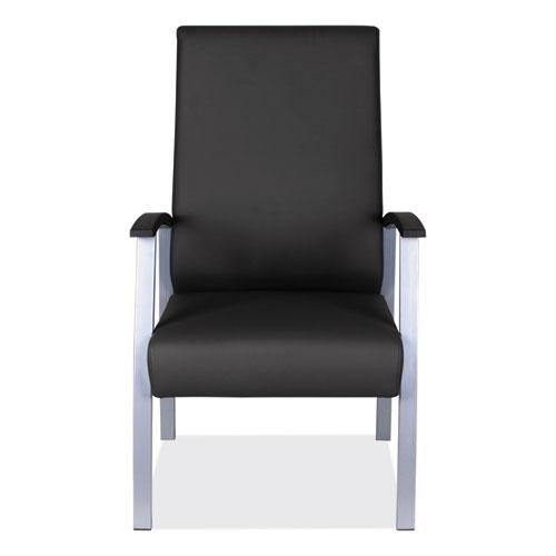 Alera metaLounge Series High-Back Guest Chair, 24.6" x 26.96" x 42.91", Black Seat, Black Back, Silver Base. Picture 8
