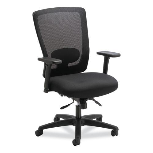 Alera Envy Series Mesh Mid-Back Multifunction Chair, Supports Up to 250 lb, 17" to 21.5" Seat Height, Black. Picture 1