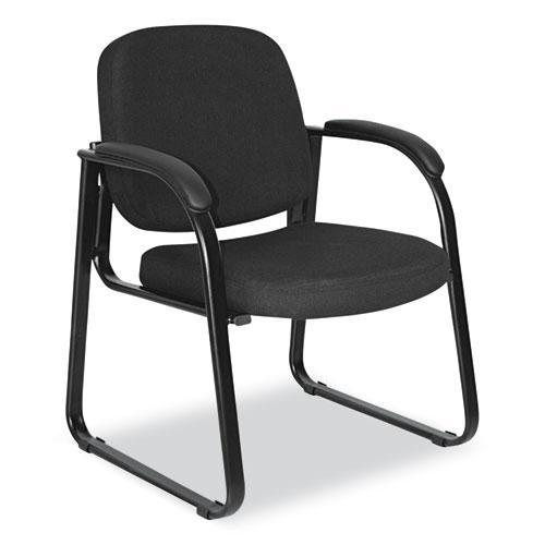 Alera Genaro Series Fabric Half-Back Sled Base Guest Chair, 25" x 24.80" x 33.66", Black Seat, Black Back, Black Base. Picture 1