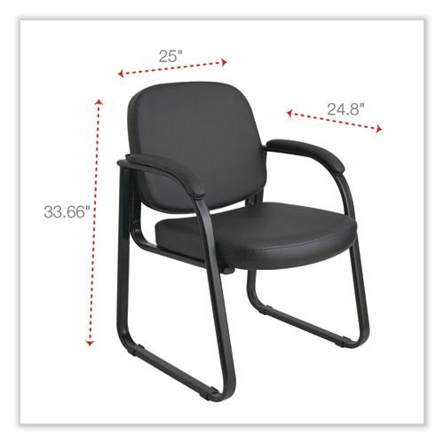 Alera Genaro Series Fabric Half-Back Sled Base Guest Chair, 25" x 24.80" x 33.66", Black Seat, Black Back, Black Base. Picture 2
