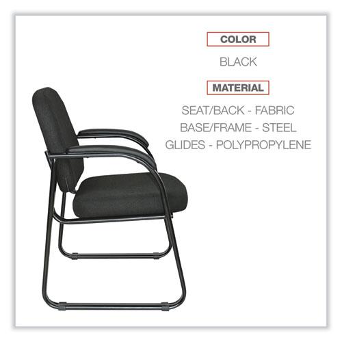Alera Genaro Series Fabric Half-Back Sled Base Guest Chair, 25" x 24.80" x 33.66", Black Seat, Black Back, Black Base. Picture 3