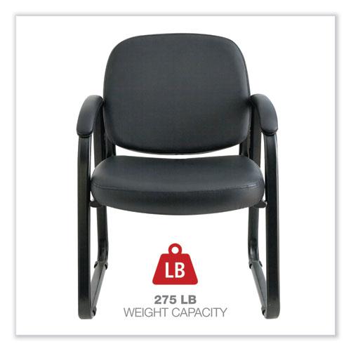 Alera Genaro Series Fabric Half-Back Sled Base Guest Chair, 25" x 24.80" x 33.66", Black Seat, Black Back, Black Base. Picture 4