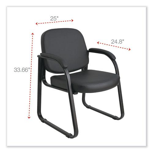 Alera Genaro Series Faux Leather Half-Back Sled Base Guest Chair, 25" x 24.80" x 33.66", Black Seat, Black Back, Black Base. Picture 2