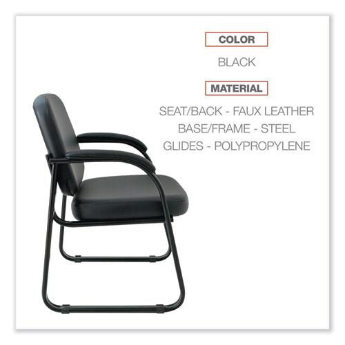 Alera Genaro Series Faux Leather Half-Back Sled Base Guest Chair, 25" x 24.80" x 33.66", Black Seat, Black Back, Black Base. Picture 3