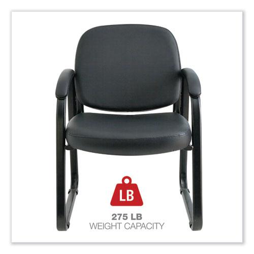 Alera Genaro Series Faux Leather Half-Back Sled Base Guest Chair, 25" x 24.80" x 33.66", Black Seat, Black Back, Black Base. Picture 4