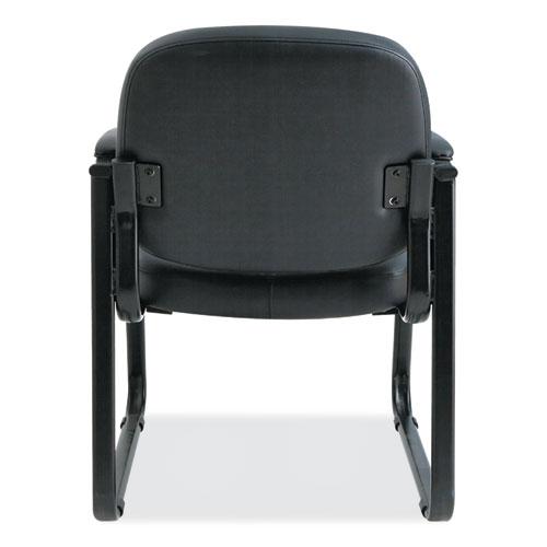 Alera Genaro Series Faux Leather Half-Back Sled Base Guest Chair, 25" x 24.80" x 33.66", Black Seat, Black Back, Black Base. Picture 5