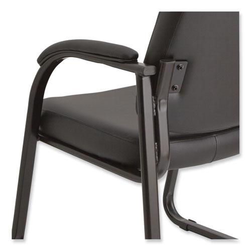 Alera Genaro Series Faux Leather Half-Back Sled Base Guest Chair, 25" x 24.80" x 33.66", Black Seat, Black Back, Black Base. Picture 7