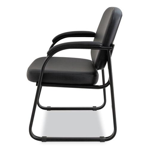 Alera Genaro Series Faux Leather Half-Back Sled Base Guest Chair, 25" x 24.80" x 33.66", Black Seat, Black Back, Black Base. Picture 8