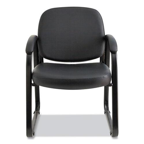 Alera Genaro Series Faux Leather Half-Back Sled Base Guest Chair, 25" x 24.80" x 33.66", Black Seat, Black Back, Black Base. Picture 9
