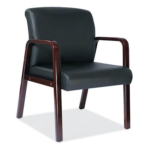Alera Reception Lounge WL Series Guest Chair, 24.21" x 24.8" x 32.67", Black Seat, Black Back, Mahogany Base. Picture 1