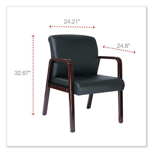 Alera Reception Lounge WL Series Guest Chair, 24.21" x 24.8" x 32.67", Black Seat, Black Back, Mahogany Base. Picture 2