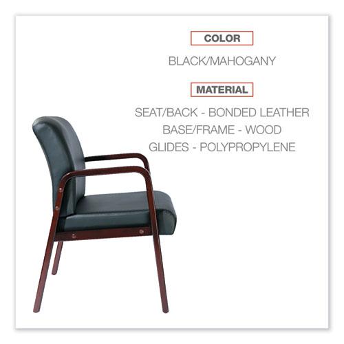 Alera Reception Lounge WL Series Guest Chair, 24.21" x 24.8" x 32.67", Black Seat, Black Back, Mahogany Base. Picture 3