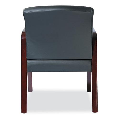 Alera Reception Lounge WL Series Guest Chair, 24.21" x 24.8" x 32.67", Black Seat, Black Back, Mahogany Base. Picture 7