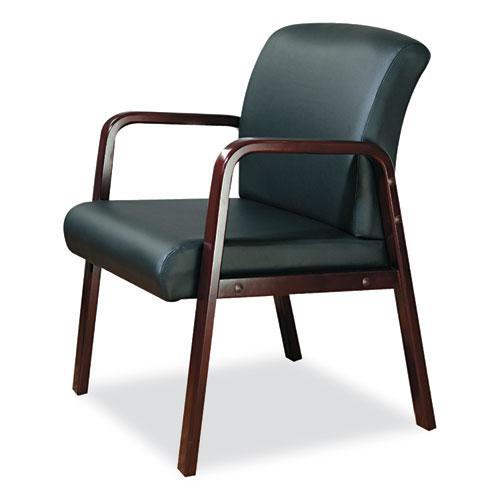 Alera Reception Lounge WL Series Guest Chair, 24.21" x 24.8" x 32.67", Black Seat, Black Back, Mahogany Base. Picture 8