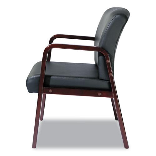 Alera Reception Lounge WL Series Guest Chair, 24.21" x 24.8" x 32.67", Black Seat, Black Back, Mahogany Base. Picture 9