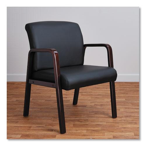 Alera Reception Lounge WL Series Guest Chair, 24.21" x 24.8" x 32.67", Black Seat, Black Back, Mahogany Base. Picture 10