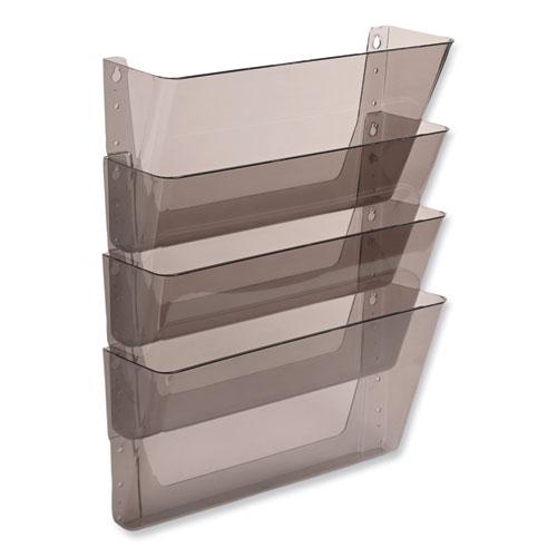 DocuPocket Stackable Four-Pocket Wall File, 4 Sections, Letter Size, 13" x 4", Smoke, Ships in 4-6 Business Days. Picture 6