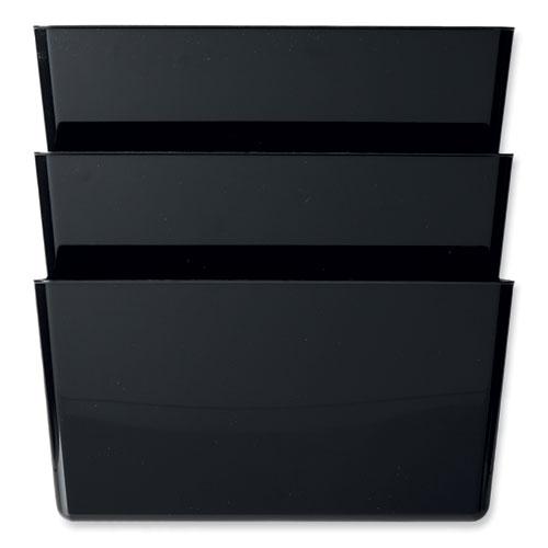 DocuPocket Stackable Three-Pocket Partition Wall File, 3 Sections, Letter Size, 13" x 4", Black. Picture 5