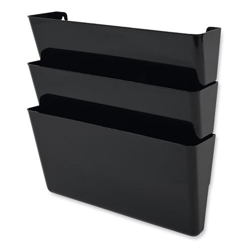 DocuPocket Stackable Three-Pocket Partition Wall File, 3 Sections, Letter Size, 13" x 4", Black. Picture 6