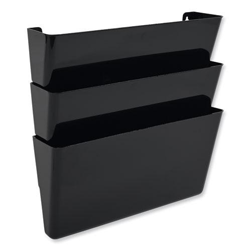 DocuPocket Stackable Three-Pocket Partition Wall File, 3 Sections, Letter Size, 13" x 4", Black. Picture 7