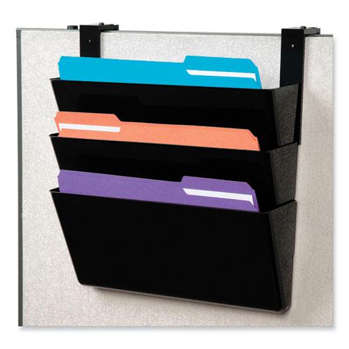 DocuPocket Stackable Three-Pocket Partition Wall File, 3 Sections, Letter Size, 13" x 4", Black. Picture 11
