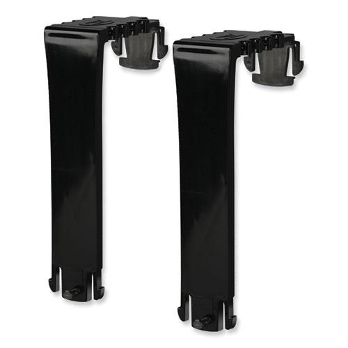 Two Break-Resistant Plastic Partition Brackets, For 2.63 to 4.13 Wide Partition Walls, Black, 2/Pack. Picture 1