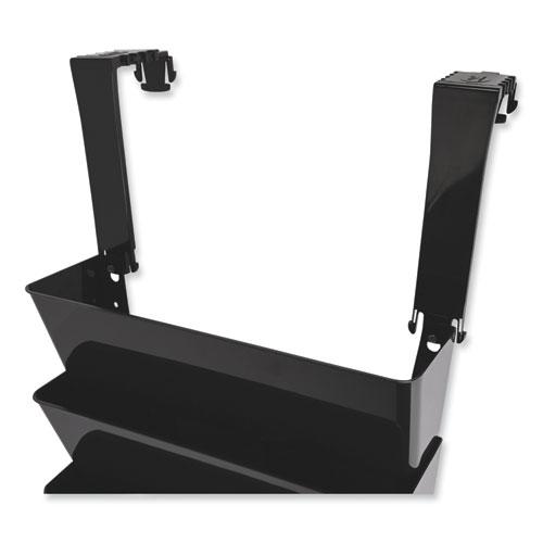 Two Break-Resistant Plastic Partition Brackets, For 2.63 to 4.13 Wide Partition Walls, Black, 2/Pack. Picture 2