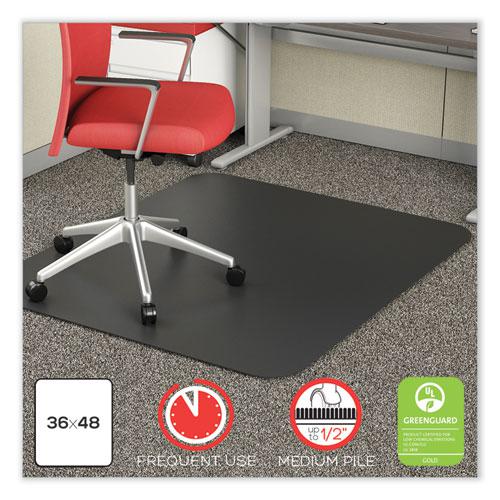 SuperMat Frequent Use Chair Mat for Medium Pile Carpet, 36 x 48, Rectangular, Black. Picture 2