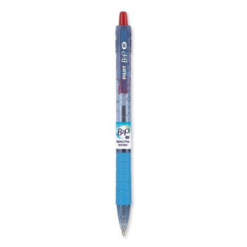 B2P Bottle-2-Pen Recycled Ballpoint Pen, Retractable, Medium 1 mm, Red Ink, Translucent Blue Barrel, Dozen. Picture 1
