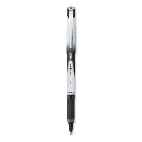 VBall Grip Liquid Ink Roller Ball Pen, Stick, Extra-Fine 0.5 mm, Black Ink, Black/White Barrel, Dozen. Picture 1