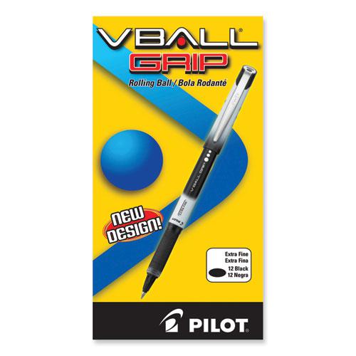 VBall Grip Liquid Ink Roller Ball Pen, Stick, Extra-Fine 0.5 mm, Black Ink, Black/White Barrel, Dozen. Picture 2