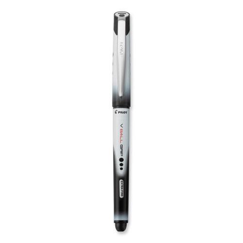 VBall Grip Liquid Ink Roller Ball Pen, Stick, Extra-Fine 0.5 mm, Black Ink, Black/White Barrel, Dozen. Picture 3