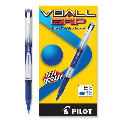 VBall Grip Liquid Ink Roller Ball Pen, Stick, Extra-Fine 0.5 mm, Blue Ink, Blue/White Barrel, Dozen. Picture 4