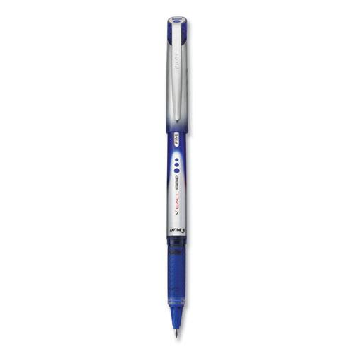 VBall Grip Liquid Ink Roller Ball Pen, Stick, Fine 0.7 mm, Blue Ink, Blue/Silver Barrel, Dozen. Picture 1