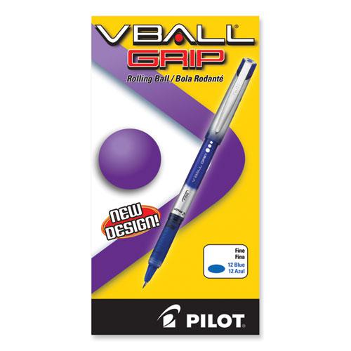 VBall Grip Liquid Ink Roller Ball Pen, Stick, Fine 0.7 mm, Blue Ink, Blue/Silver Barrel, Dozen. Picture 2