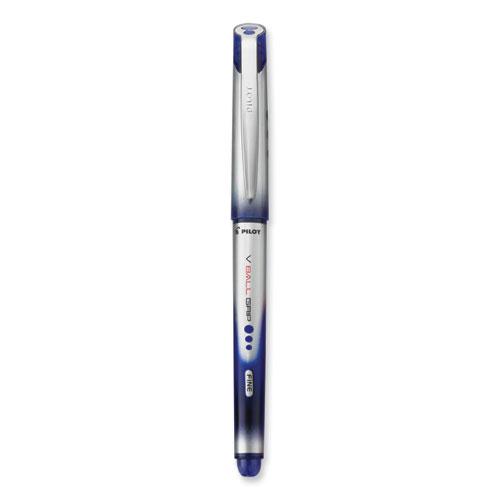 VBall Grip Liquid Ink Roller Ball Pen, Stick, Fine 0.7 mm, Blue Ink, Blue/Silver Barrel, Dozen. Picture 3
