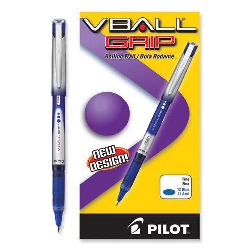 VBall Grip Liquid Ink Roller Ball Pen, Stick, Fine 0.7 mm, Blue Ink, Blue/Silver Barrel, Dozen. Picture 4