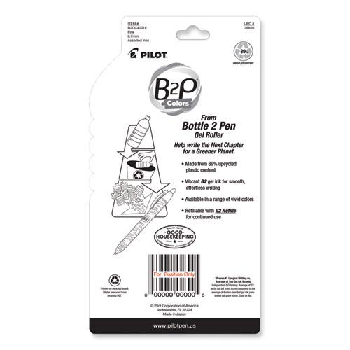 B2P Bottle-2-Pen Recycled Gel Pen, Retractable, Fine 0.7 mm, Assorted Ink and Barrel Colors, 4/Pack. Picture 3
