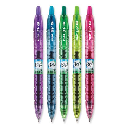 B2P Bottle-2-Pen Recycled Gel Pen, Retractable, Fine 0.7 mm, Assorted Ink and Barrel Colors, 5/Pack. Picture 2