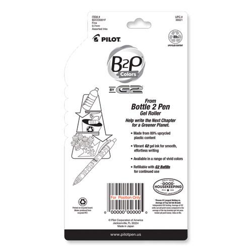 B2P Bottle-2-Pen Recycled Gel Pen, Retractable, Fine 0.7 mm, Assorted Ink and Barrel Colors, 5/Pack. Picture 4